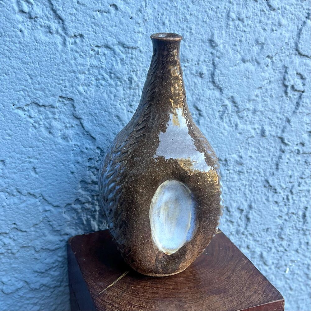 Vintage Ceramic Bud Vase Unique Brutalist One of A Kind piece